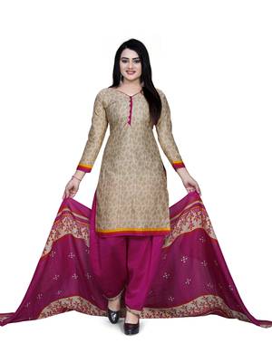 Beige printed blended cotton salwar 2