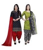 Black Printed Blended Cotton Salwar