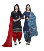 Black Printed Blended Cotton Salwar