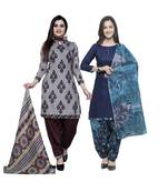 Brown printed blended cotton salwar