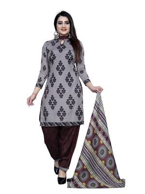 Brown printed blended cotton salwar 2