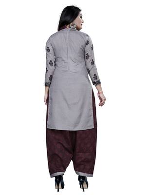 Brown printed blended cotton salwar 3