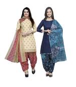 Off-White Printed Blended Cotton Salwar