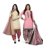 Off-white printed blended cotton salwar