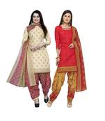 Off-White Printed Blended Cotton Salwar