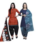 Brown Printed Blended Cotton Salwar