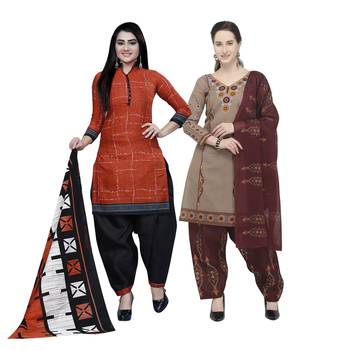 Brown Printed Blended Cotton Salwar 1
