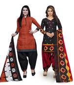 Brown Printed Blended Cotton Salwar