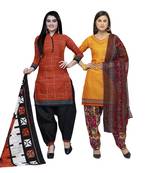 Brown Printed Blended Cotton Salwar
