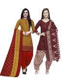 Mustard Printed Blended Cotton Salwar