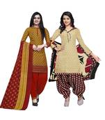 Mustard Printed Blended Cotton Salwar