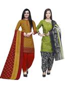 Mustard Printed Blended Cotton Salwar