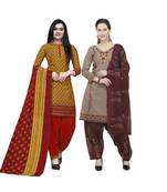 Mustard Printed Blended Cotton Salwar