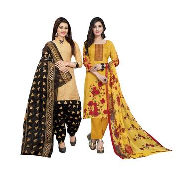 Beige printed blended cotton salwar 1