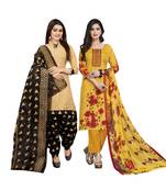 Beige printed blended cotton salwar