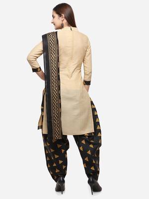 Beige printed blended cotton salwar 3