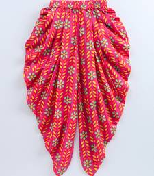 Blue printed cotton top with dhoti for girls