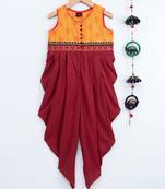 Red printed polyester kids-tops