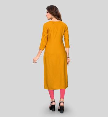 Yellow embroidered rayon ethnic-kurtis 2