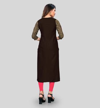 Brown embroidered rayon ethnic-kurtis 2