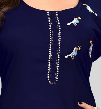 Navy-blue embroidered rayon ethnic-kurtis 4