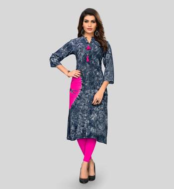 Grey printed rayon ethnic-kurtis 1