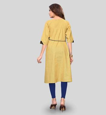 Yellow plain cotton cotton-kurtis 2