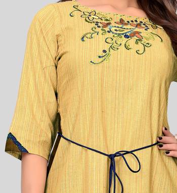 Yellow plain cotton cotton-kurtis 4