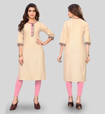 Cream plain cotton cotton-kurtis 5