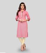 Pink plain cotton cotton-kurtis