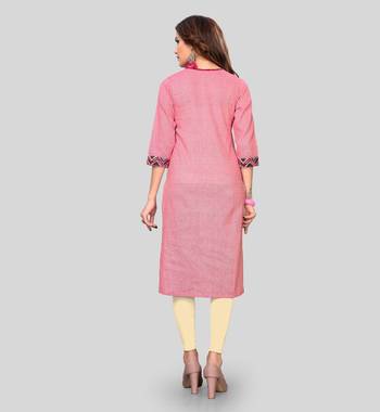 Pink plain cotton cotton-kurtis 2