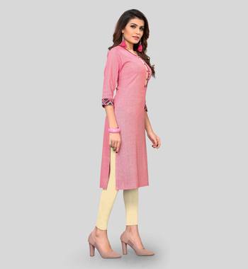 Pink plain cotton cotton-kurtis 3