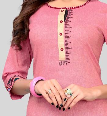 Pink plain cotton cotton-kurtis 4