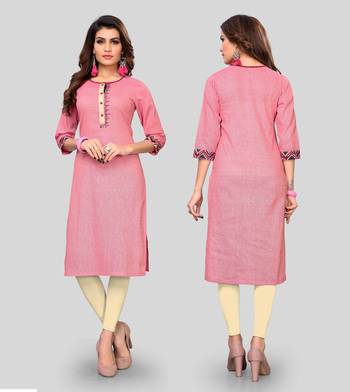 Pink plain cotton cotton-kurtis 5