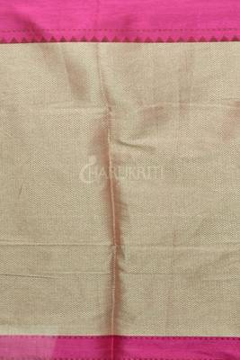 Red Benaras Handloom Saree With Pink Border And Weave Pallu 3