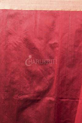 Currant Red Blended Cotton Saree With Woven Pallu 3