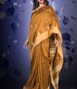 Dijon Yellow Blended Cotton Saree With Woven Pallu