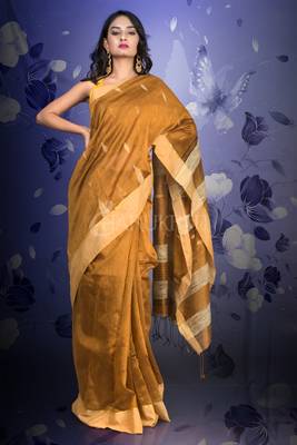 Dijon Yellow Blended Cotton Saree With Woven Pallu 2