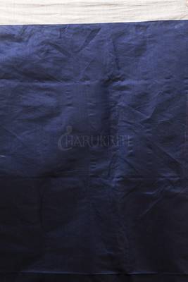 Dark Pearwood Brown Blended Cotton Saree With Navy Blue Woven Pallu And Zari Border 2