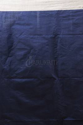 Coral Red Blended Cotton Saree With Navy Blue Woven Pallu And Zari Border 2