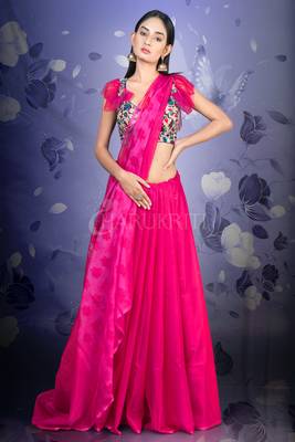 Ruby Pink Handloom Saree With Woven Pallu 1