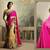 PINK and CHIKU embroidered chiffon saree with blouse