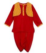 Rayon Kurta Dhoti With Lehariya  Jacket