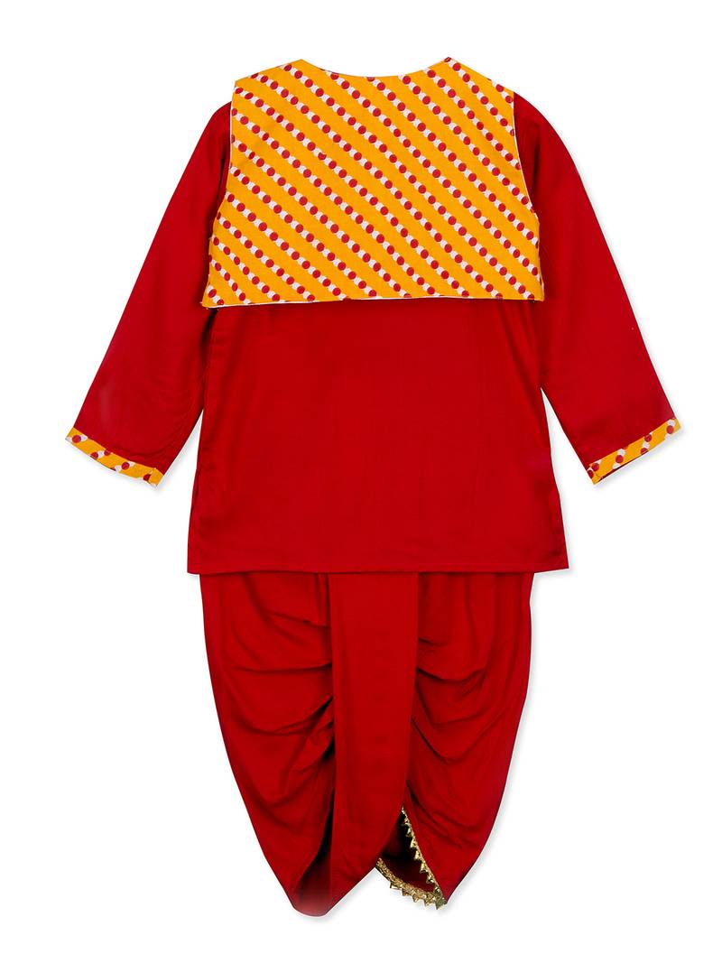 Rayon Kurta Dhoti With Lehariya  Jacket