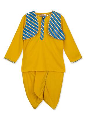 Rayon Kurta Dhoti With Lehariya  Jacket 1