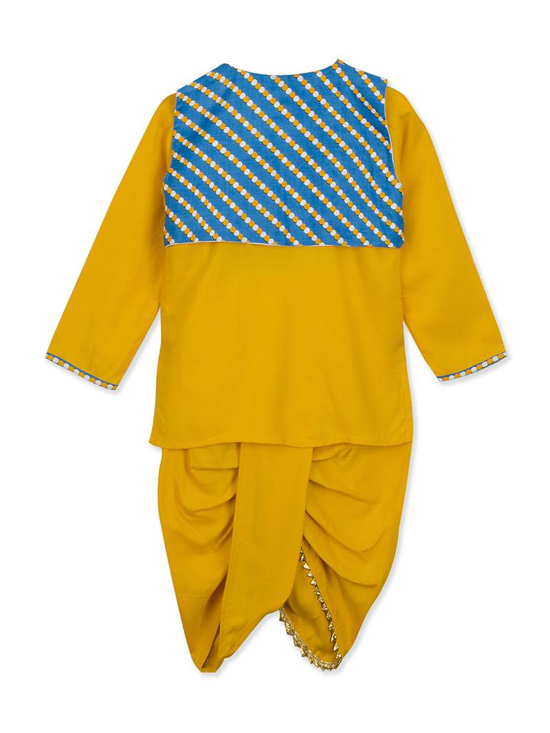 Rayon Kurta Dhoti With Lehariya  Jacket