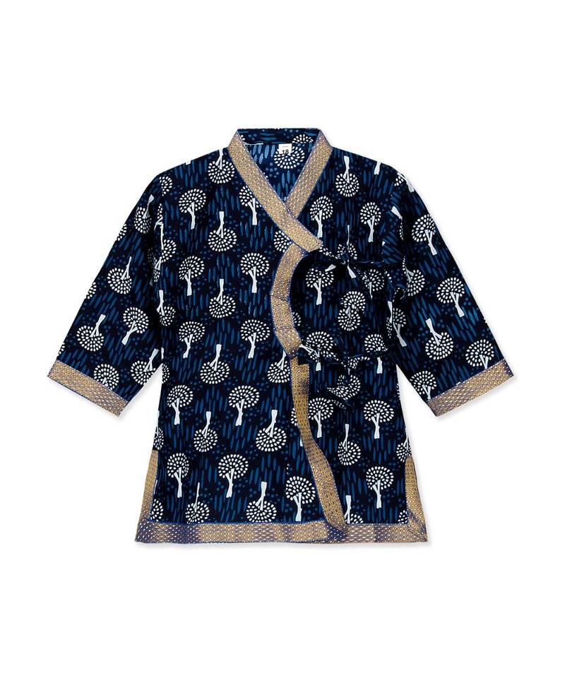 Blue Cotton Angrakha kurta with Dhoti