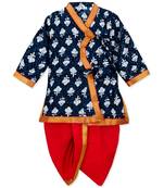 Blue Cotton Angrakha kurta with Dhoti