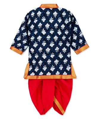 Blue Cotton Angrakha kurta with Dhoti 4