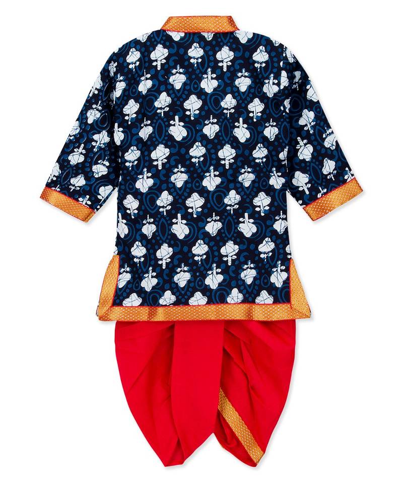 Blue Cotton Angrakha kurta with Dhoti